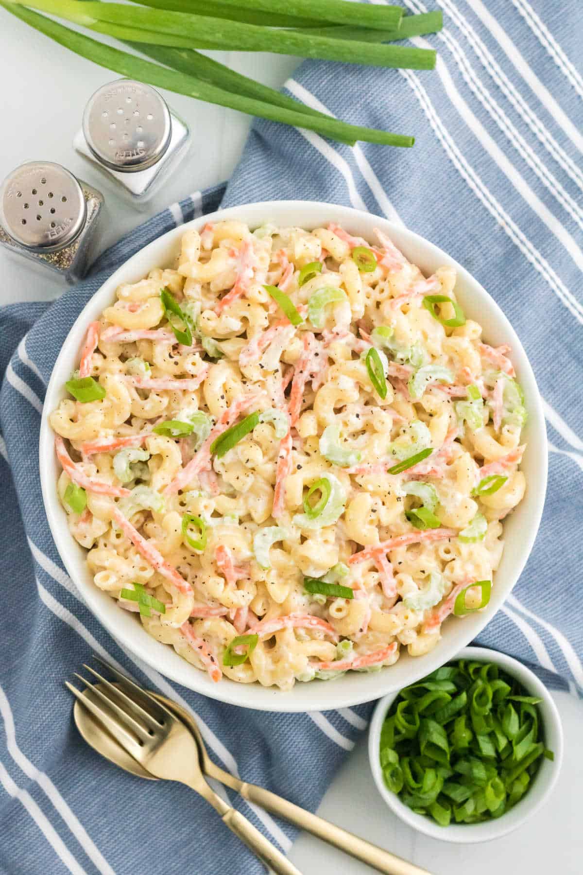 Hawaiian macaroni salad in a bowl.