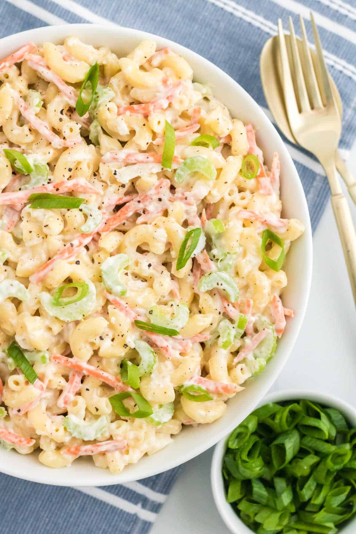 Hawaiian macaroni salad in a bowl.