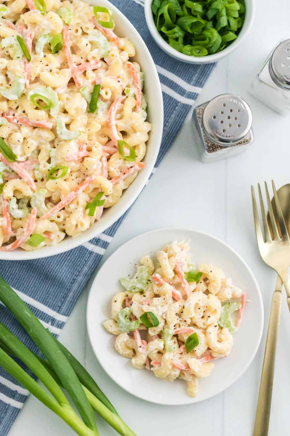 Hawaiian macaroni salad on a plate.