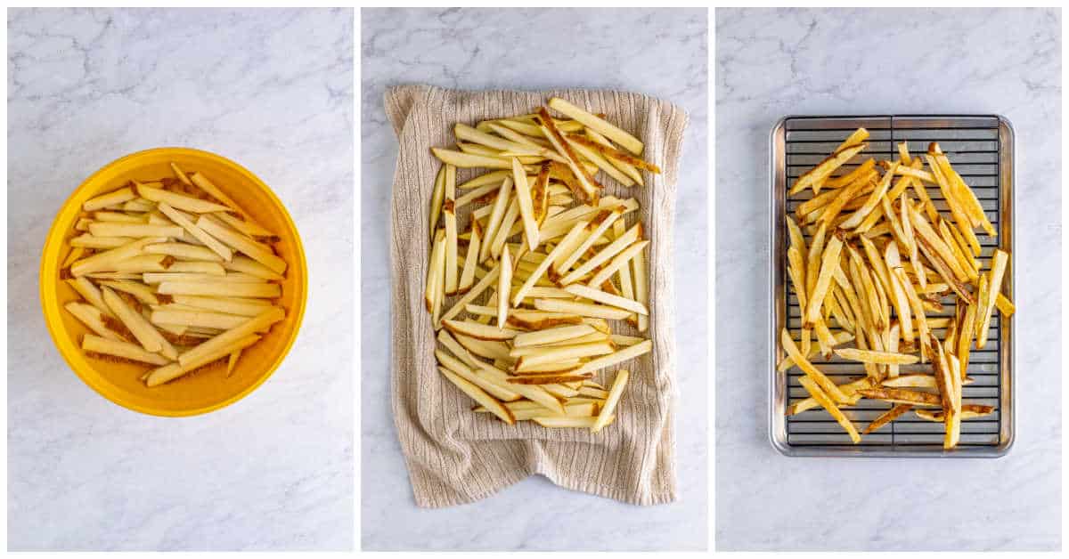 Steps to make poutine.