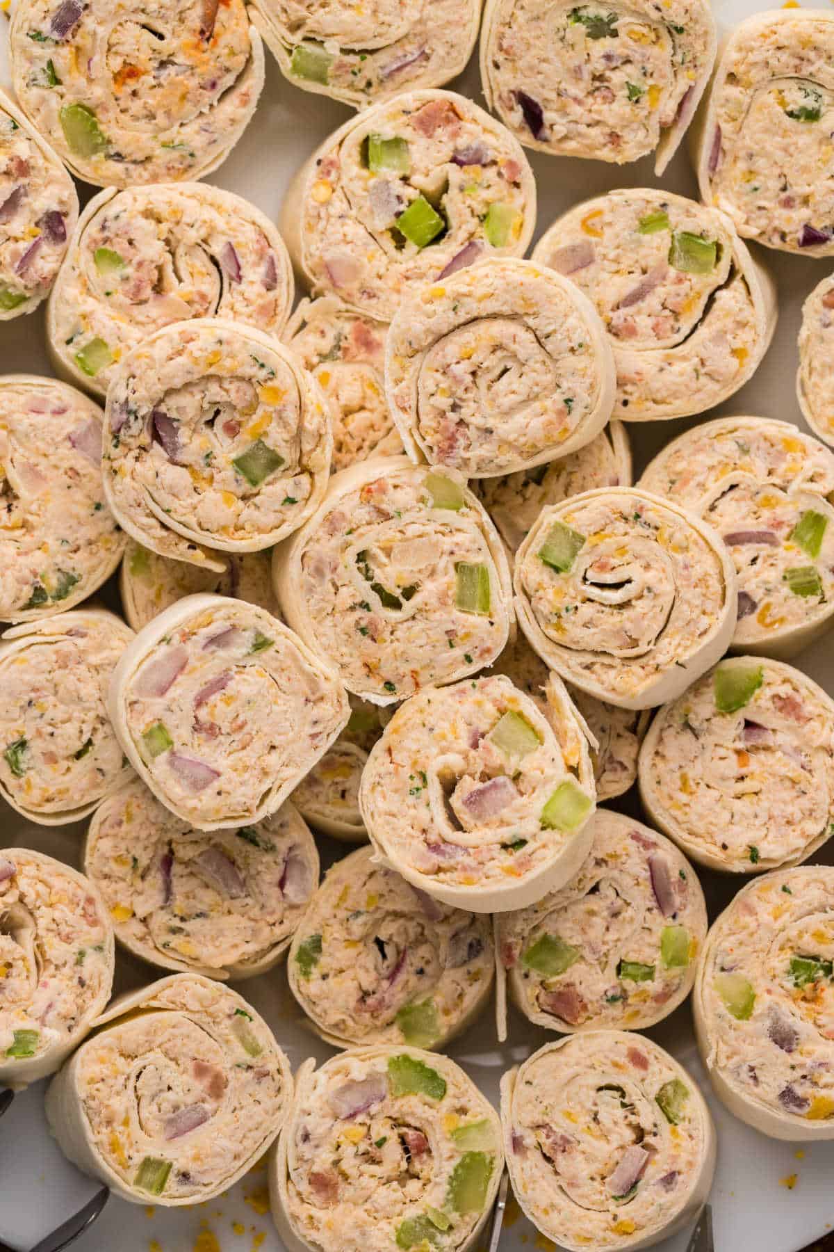 A group of chicken pinwheels.