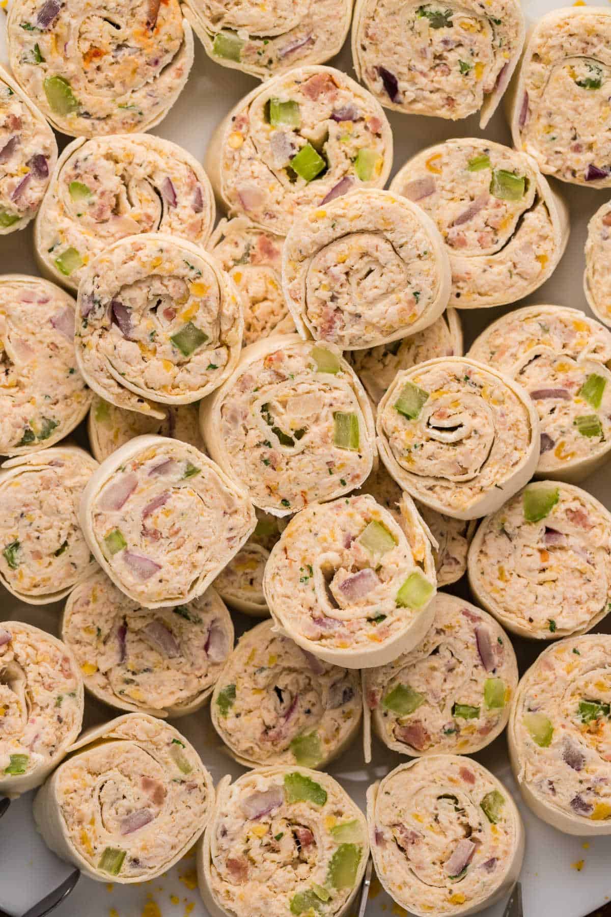 A group of chicken pinwheels.