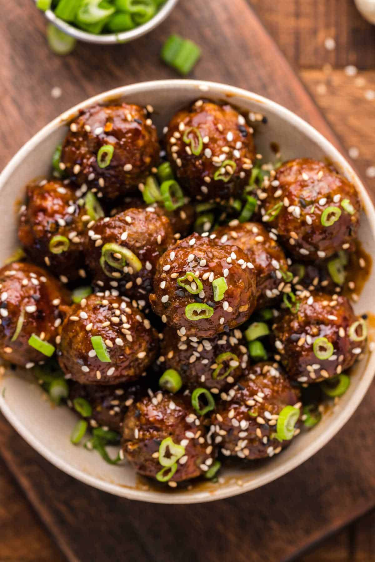 Korean meatballs in a bowl.