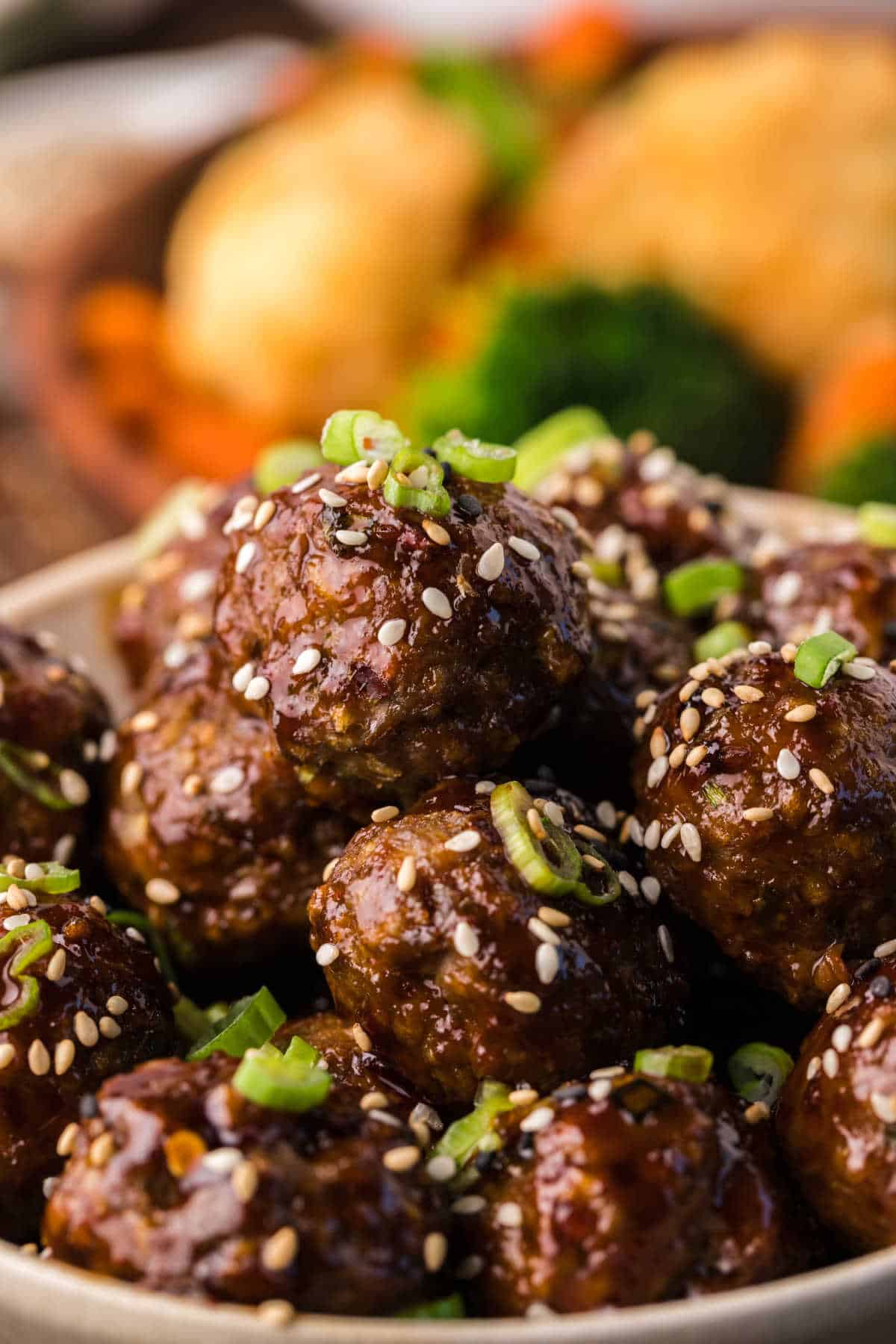 Korean meatballs in a bowl.