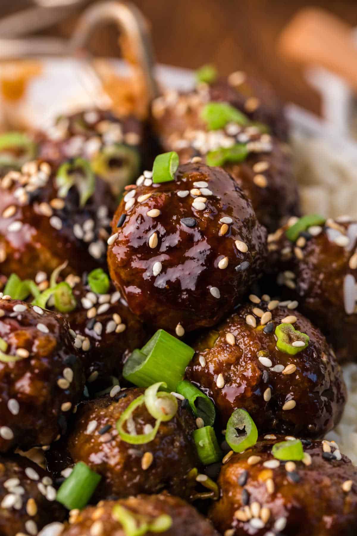 Korean meatballs on rice.