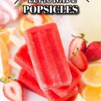 Strawberry Lemonade Popsicles pin image.