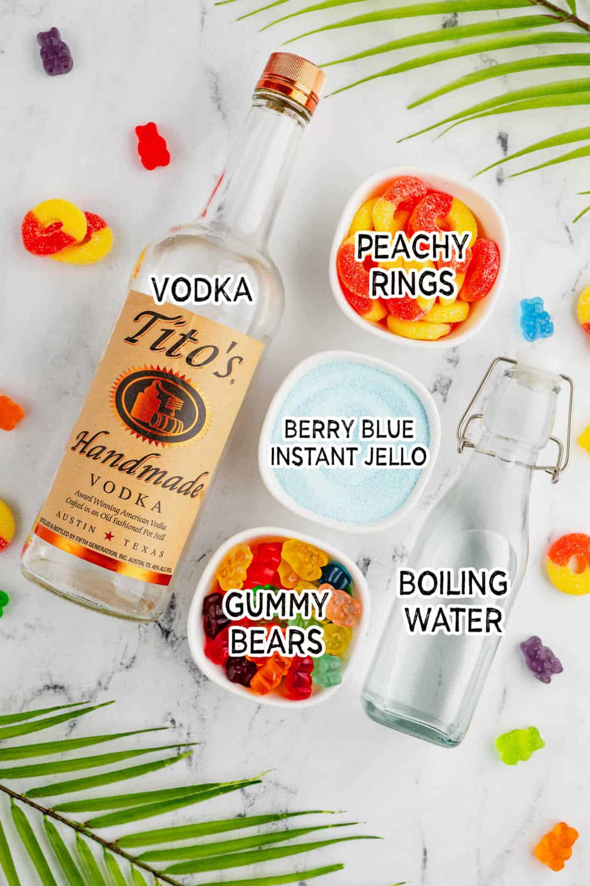 Ingredients to make pool party jello shots.