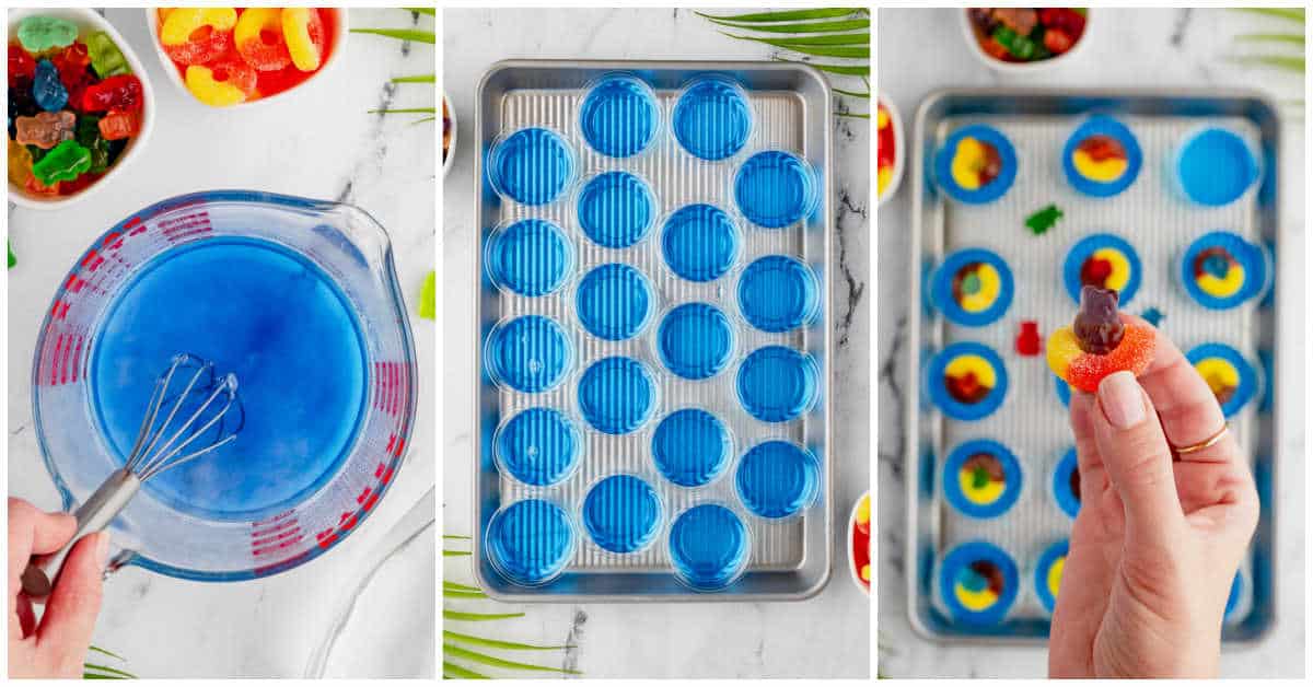 Steps to make pool party jello shots.