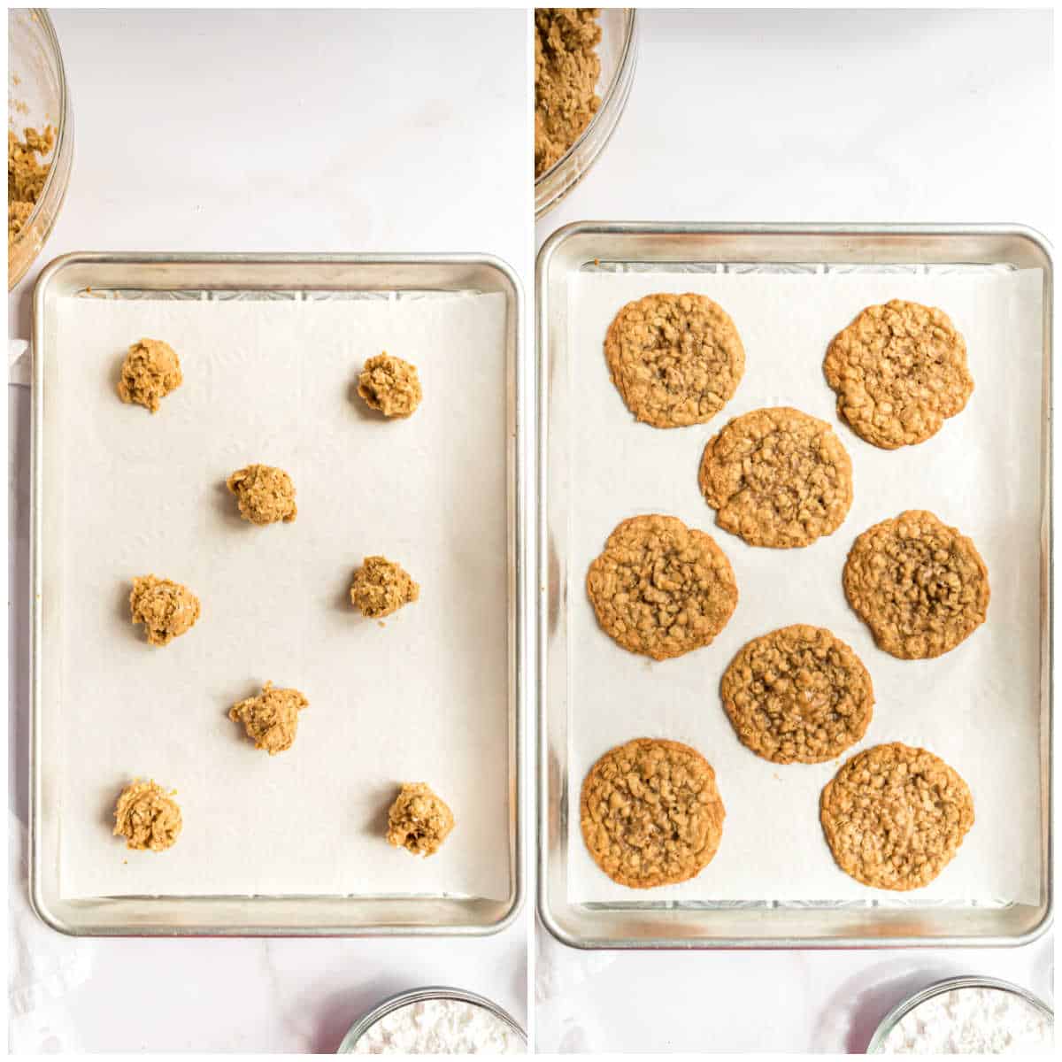 Steps to make iced oatmeal cookies.