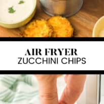 Air fryer zucchini chips collage pin.