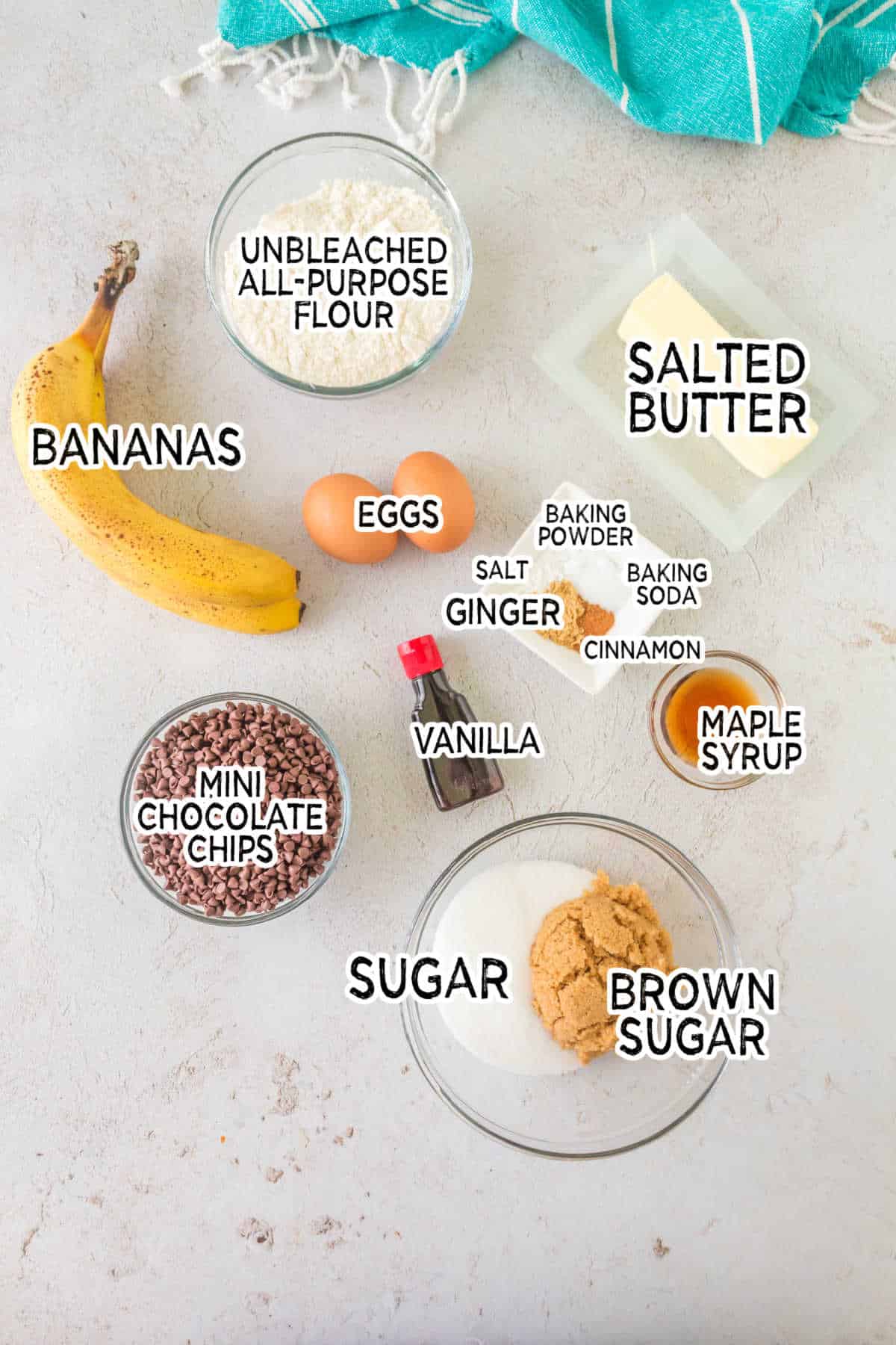 Ingredients to make crockpot banana bread.