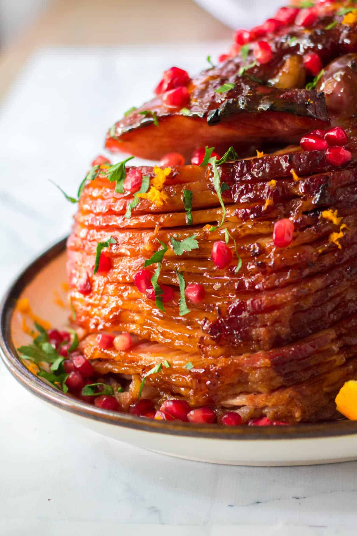 Christmas Ham on a platter.