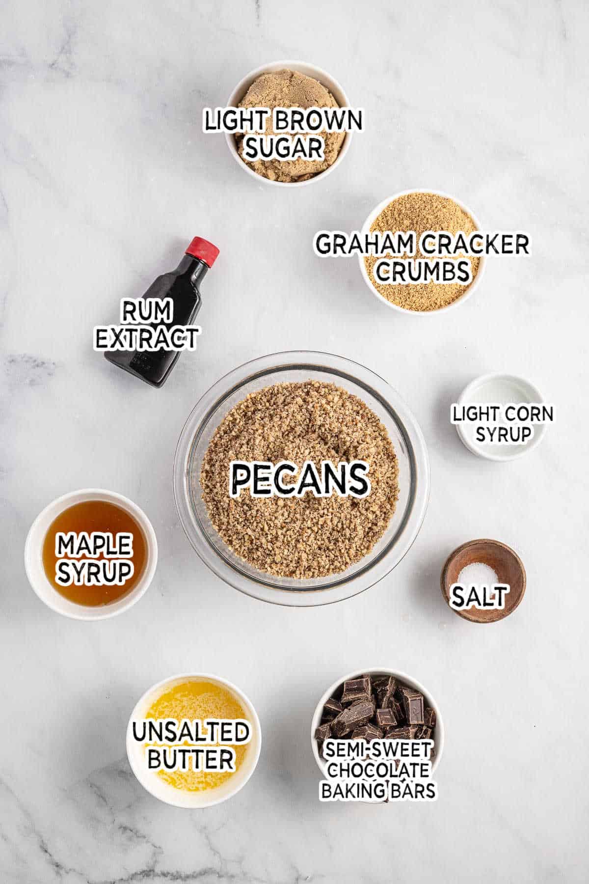 Ingredients to make pecan pie balls.