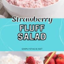 Strawberry fluff salad collage pin.