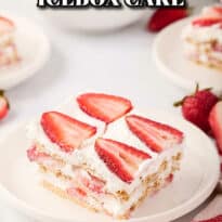 Strawberry Icebox Cake pin image.