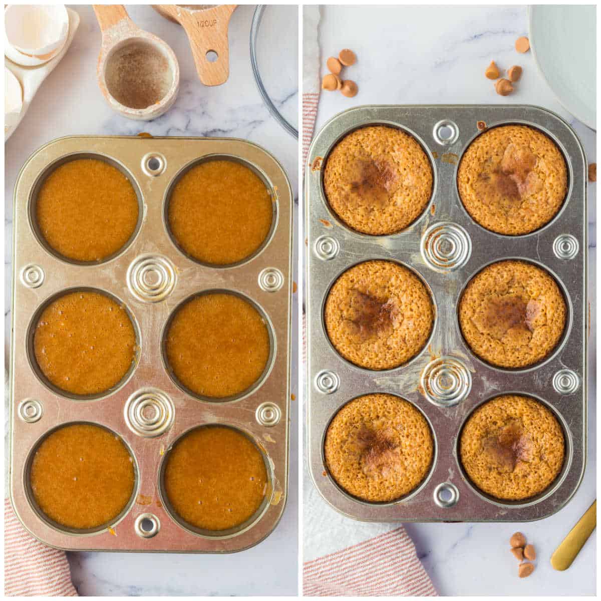 Steps to make butterscotch lava cakes.