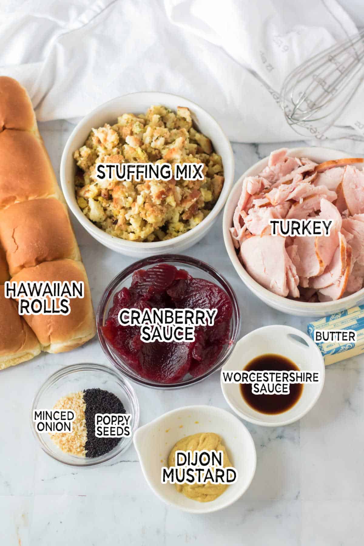 Ingredients to make thanksgiving sliders.