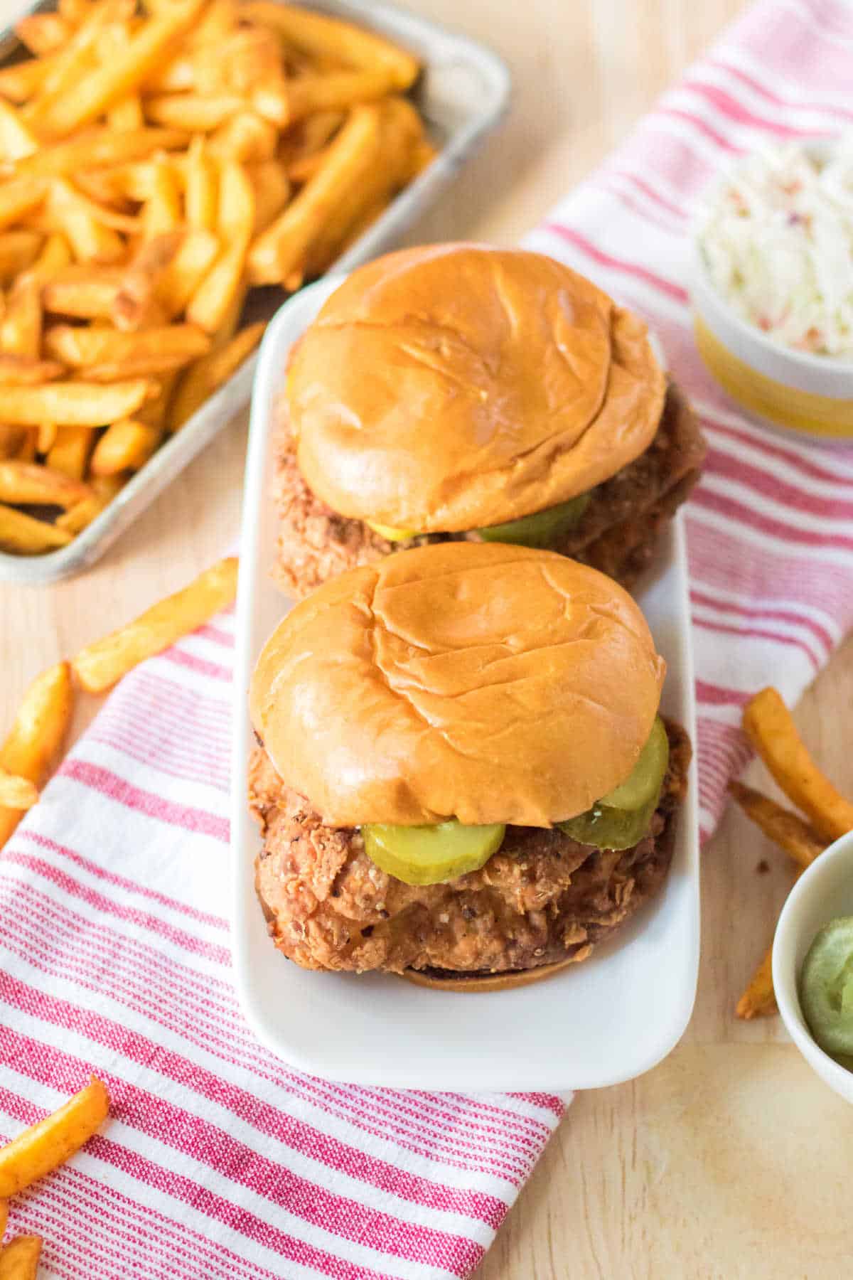 Copycat Popeye's Chicken Sandwich on a platter.