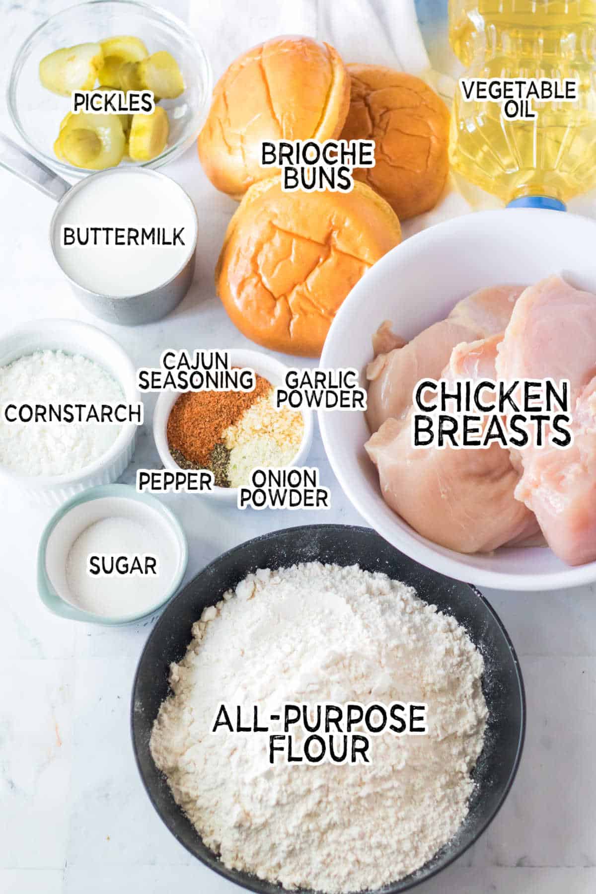 Ingredients to make Copycat Popeye's Chicken Sandwich.