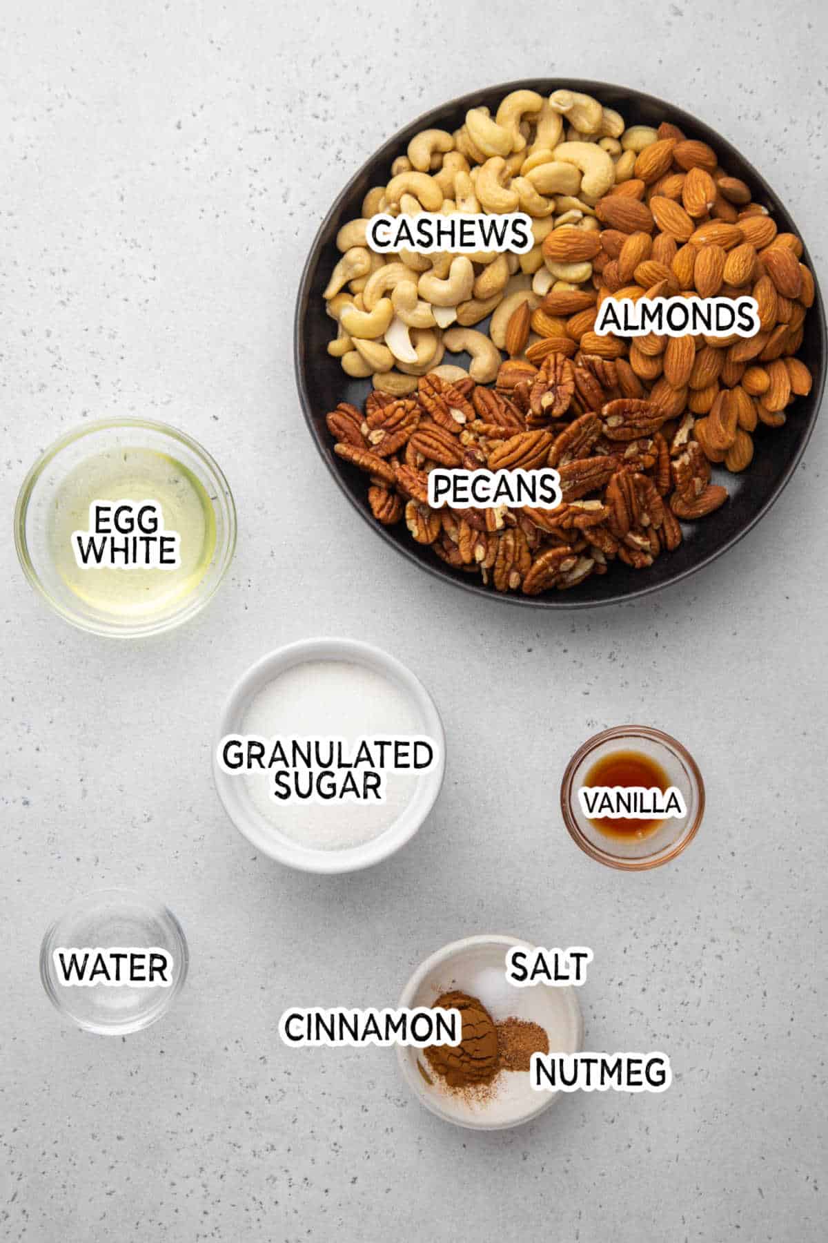 Ingredients to make crockpot candied nuts.