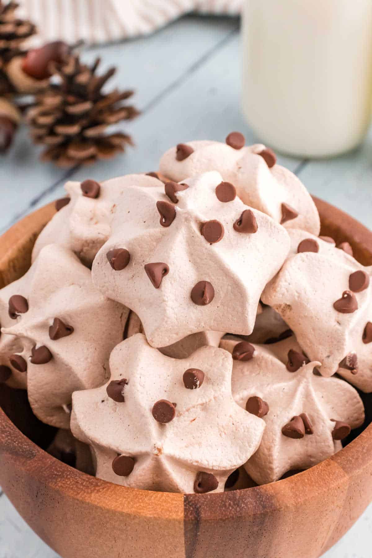 A bowl of double chocolate meringue cookies.