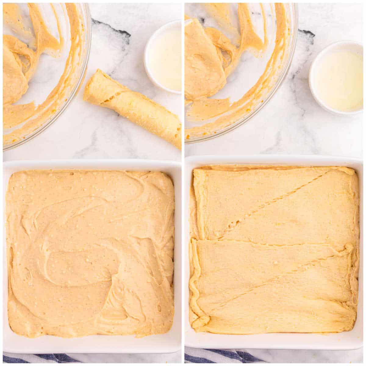 Collage of assembling the bake.