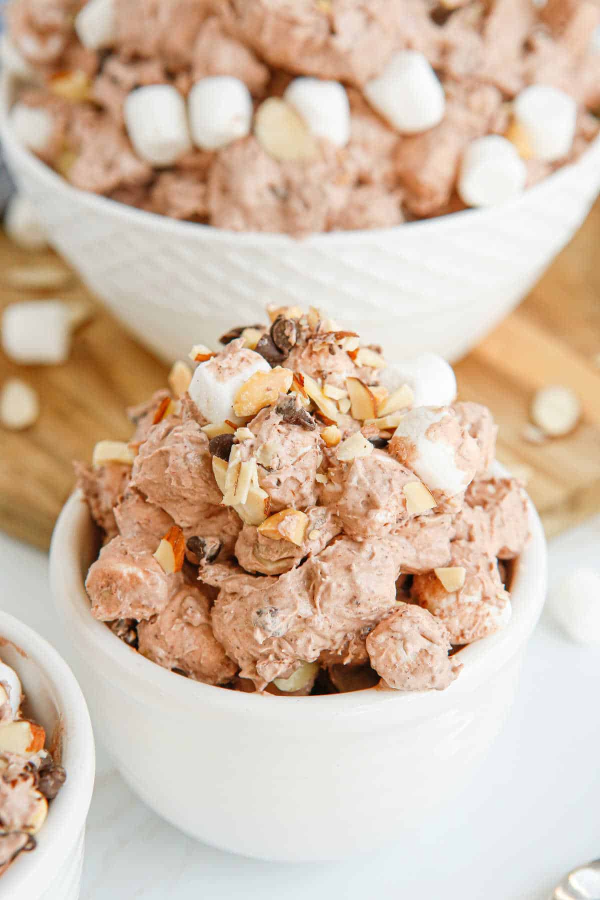 Rocky road fluff in a bowl.