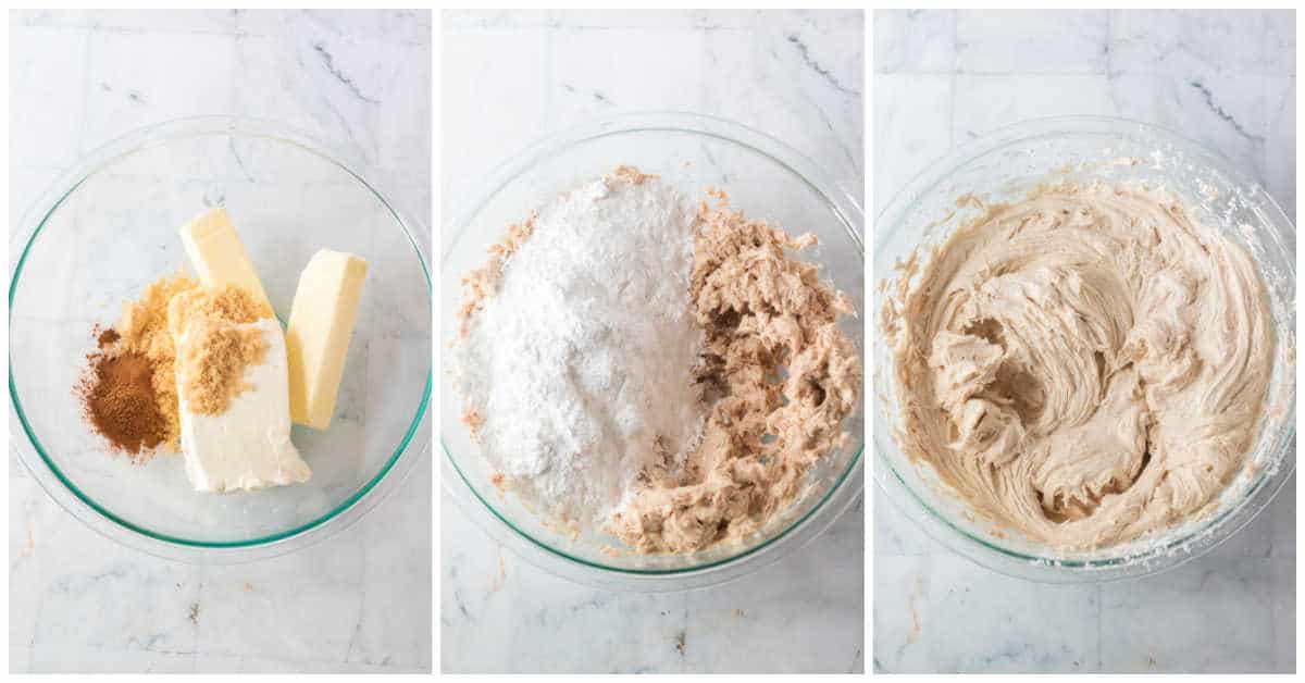 Steps to make a snickerdoodle cake.