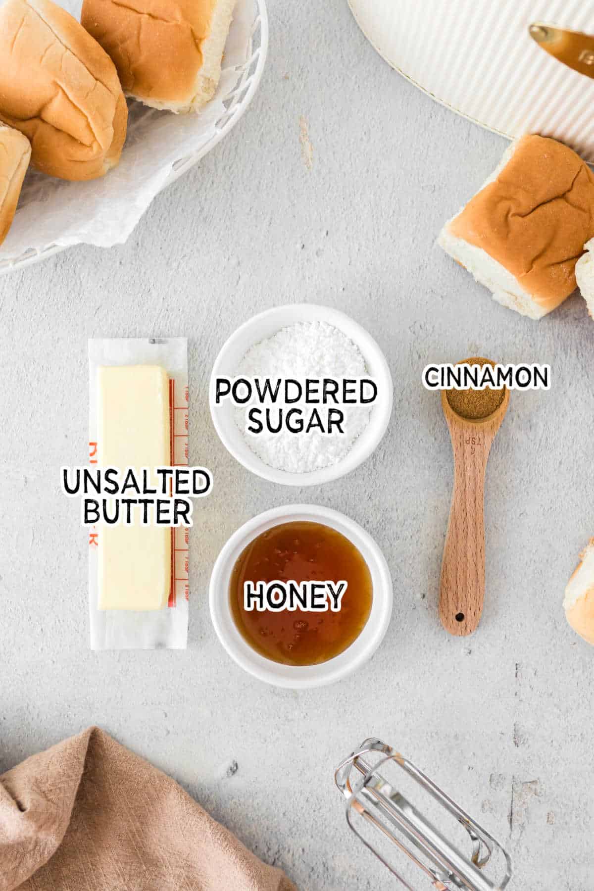Ingredients on a light surface.