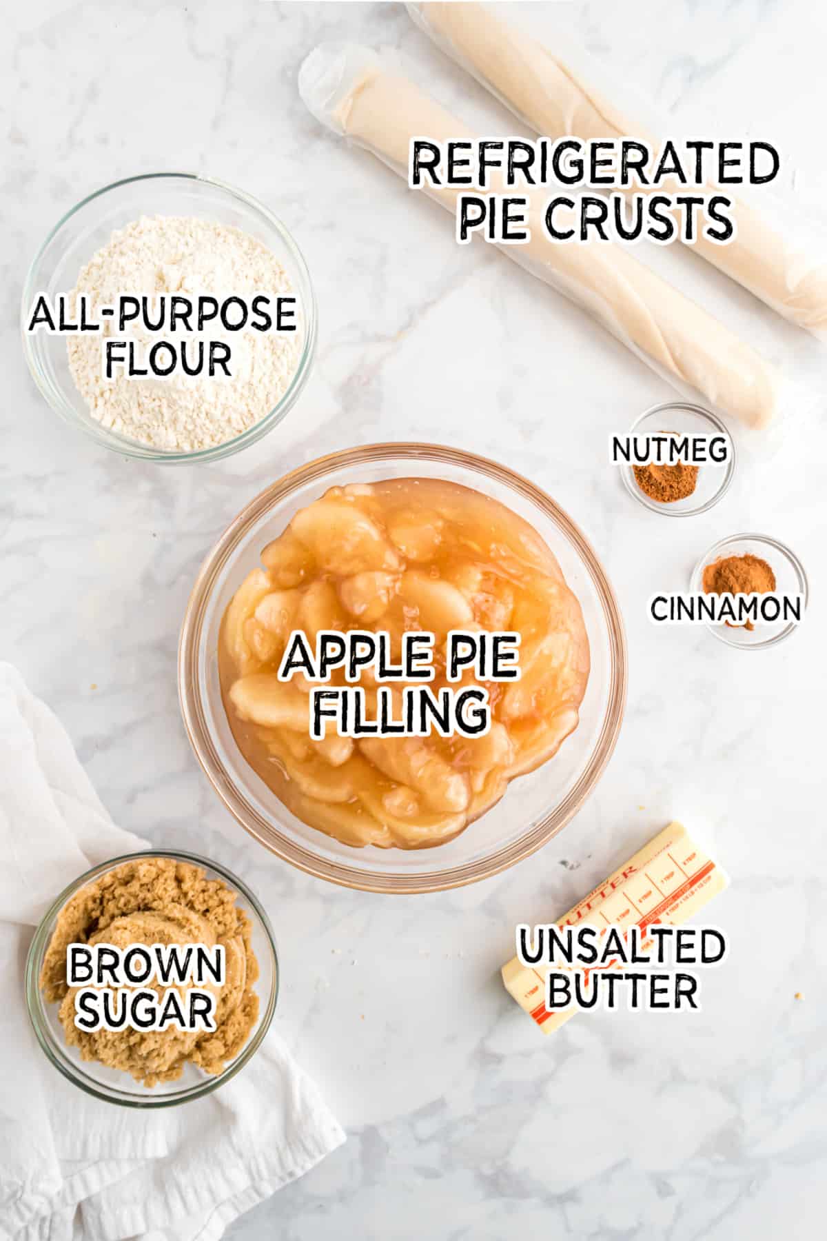 Ingredients to make apple slab pie.