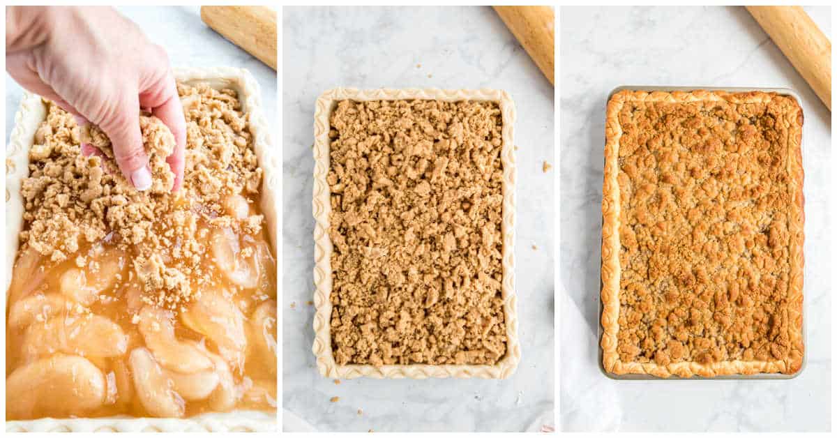 Steps to make apple slab pie.