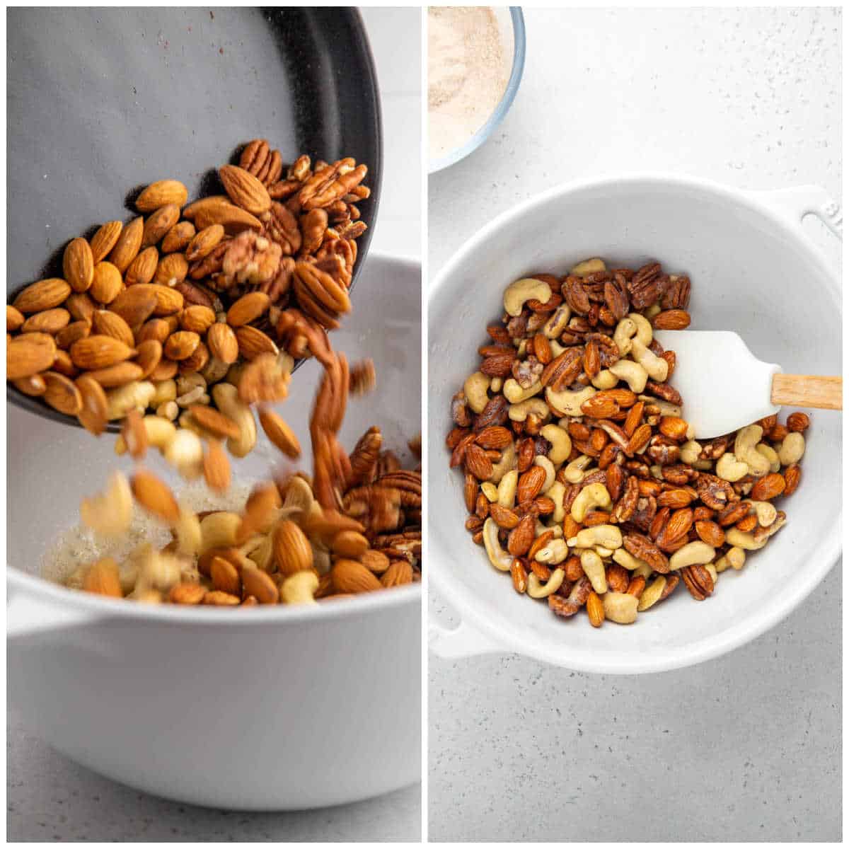 Steps to make crockpot candied nuts.
