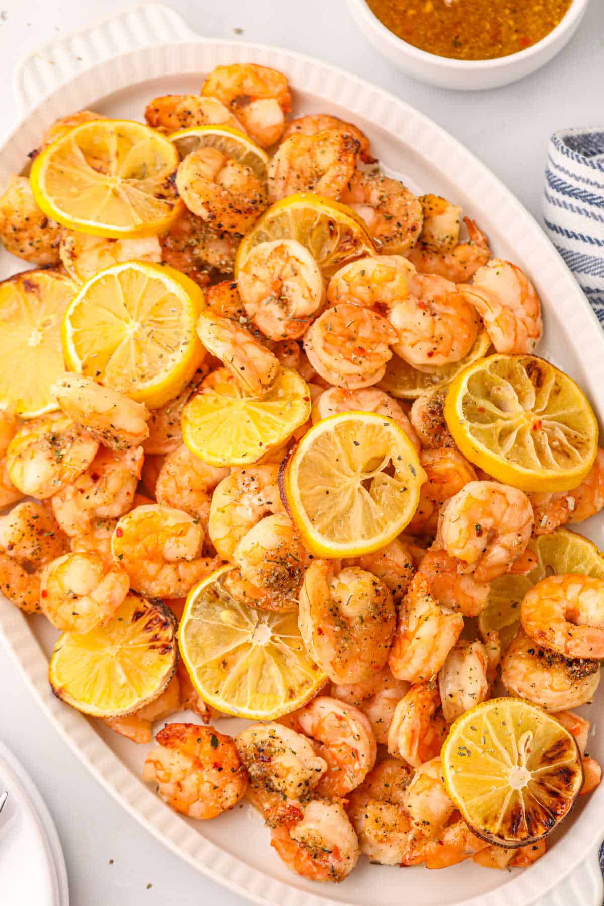 Air fryer shrimp on a platter.