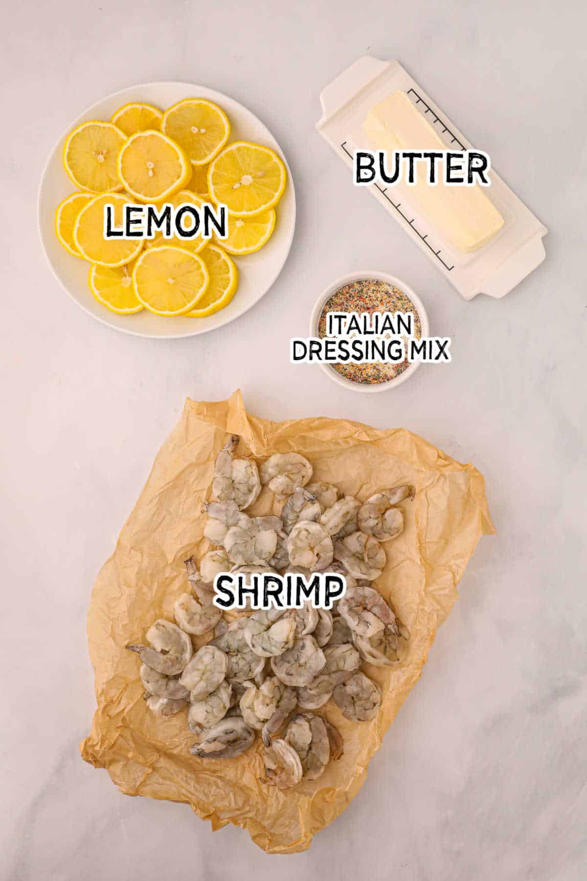 Ingredients to make air fryer shrimp.