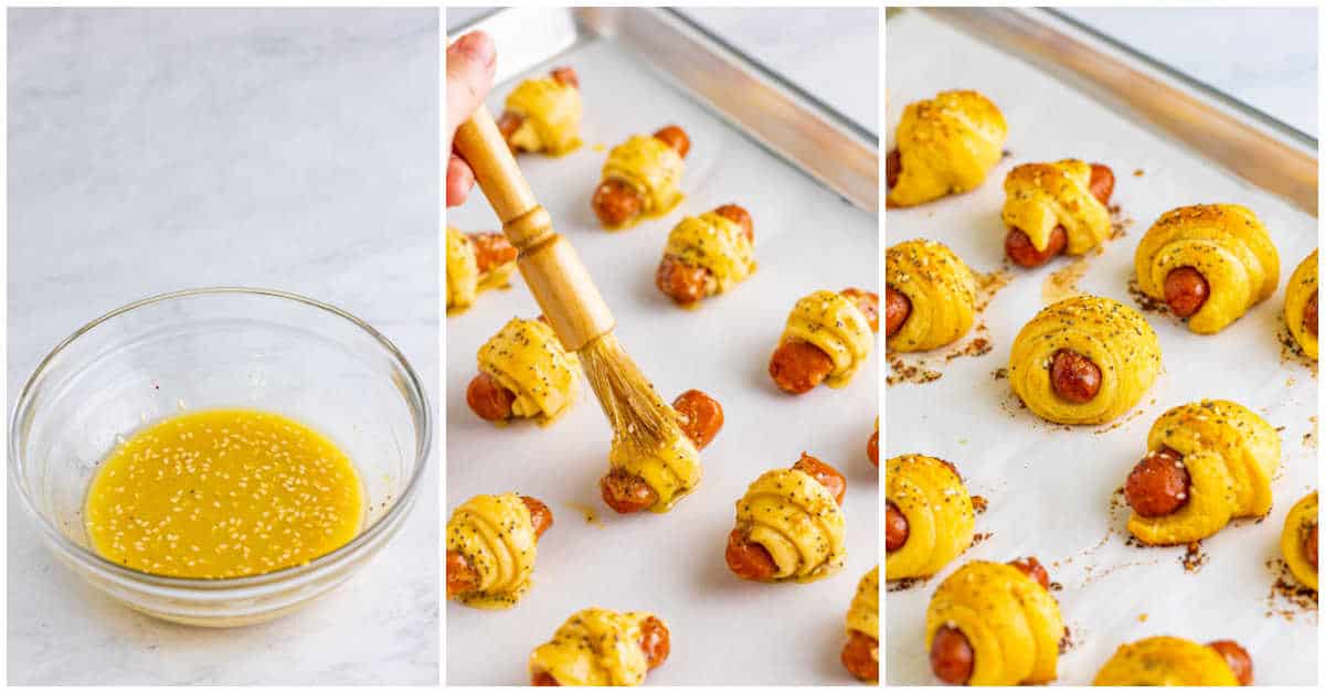 Steps to make pigs in a blanket.