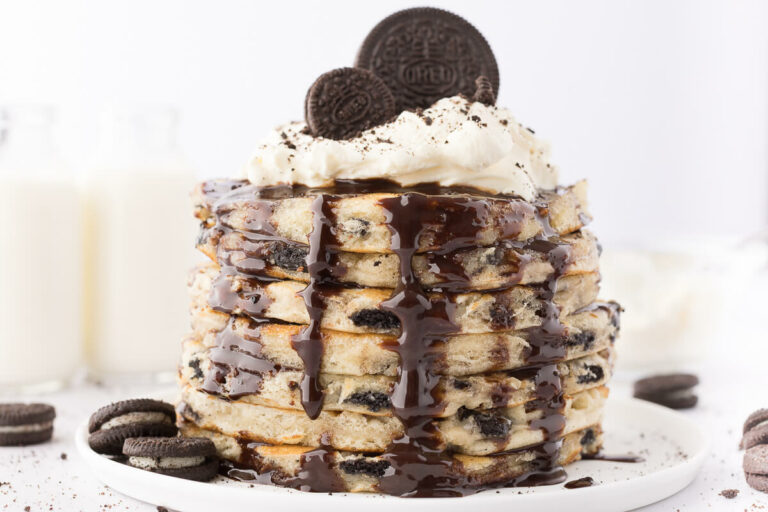 A stack of Oreo pancakes.