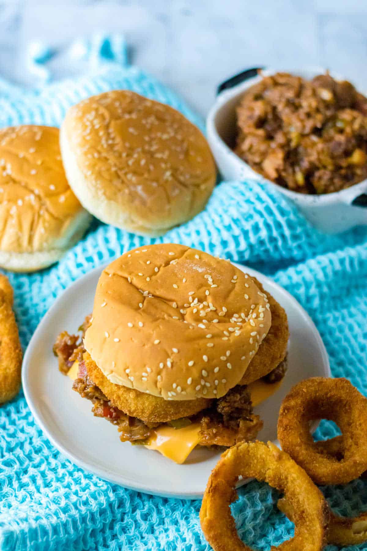 A rodeo sloppy joe on a plate.