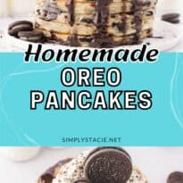 Oreo pancakes collage pin.