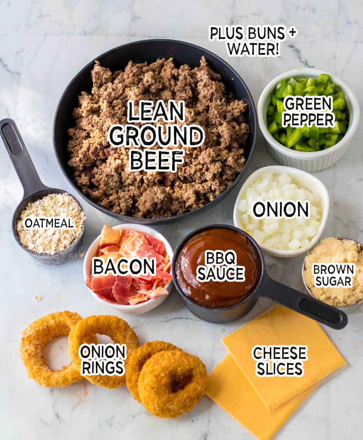 Ingredients to make slow cooker rodeo sloppy joes.