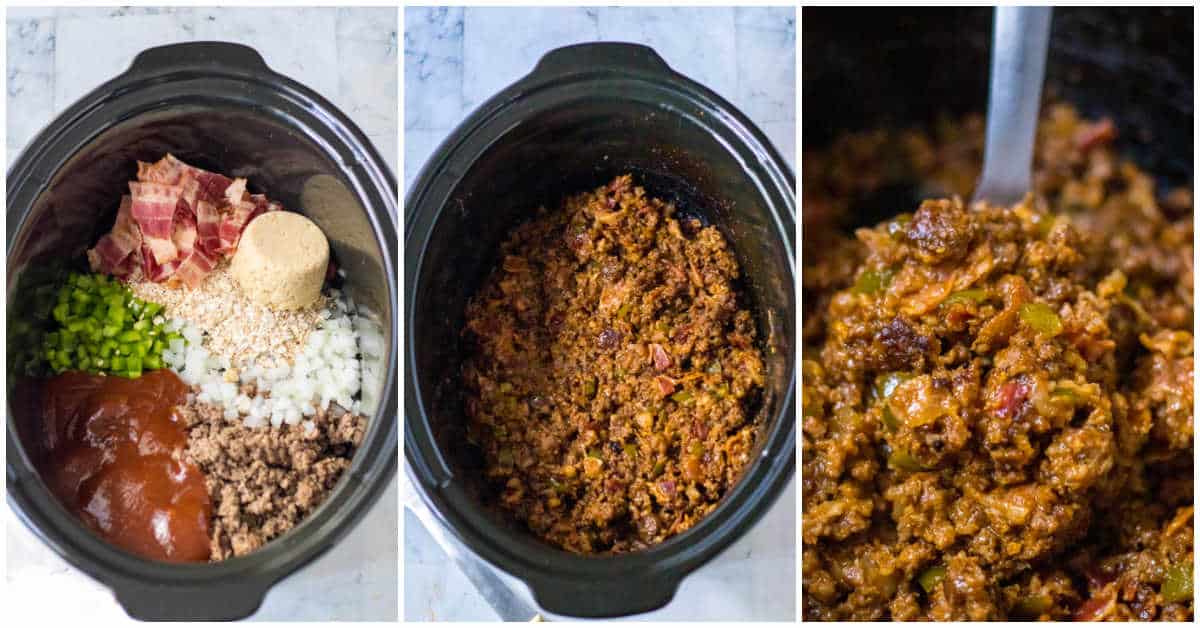 Steps to make slow cooker rodeo sloppy joes.