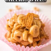 Peanut butter cheerio balls pin image.