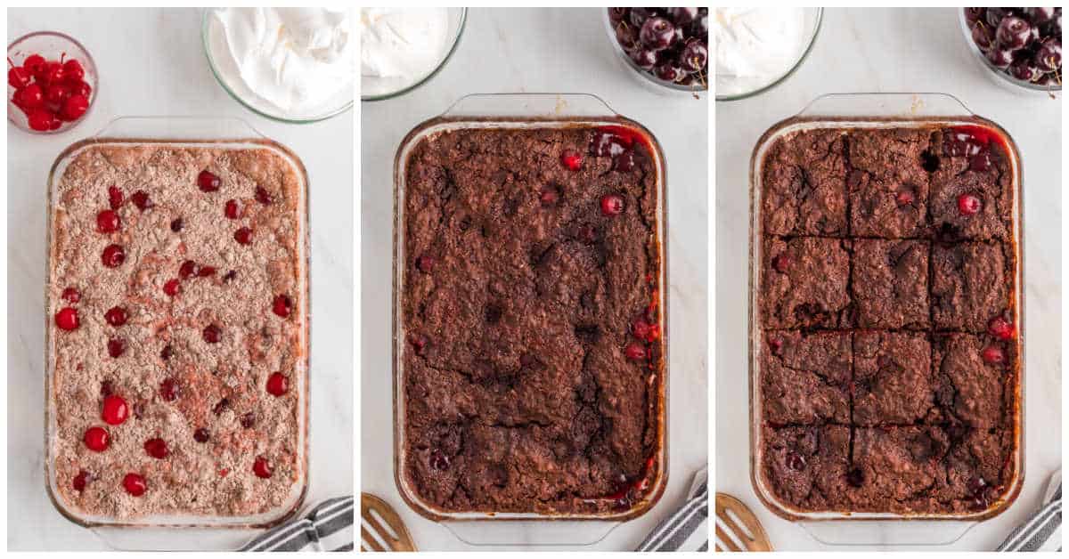 Steps to make black forest dump cake.