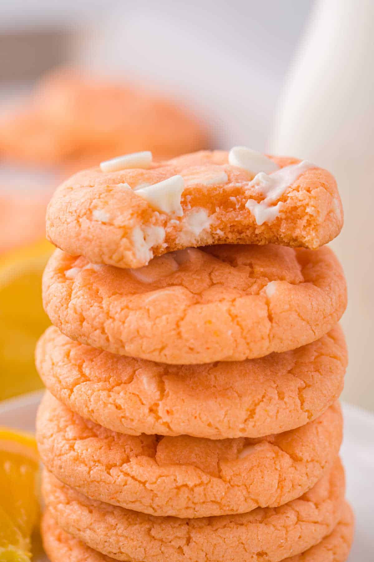 A stack of orange creamsicle cookies.