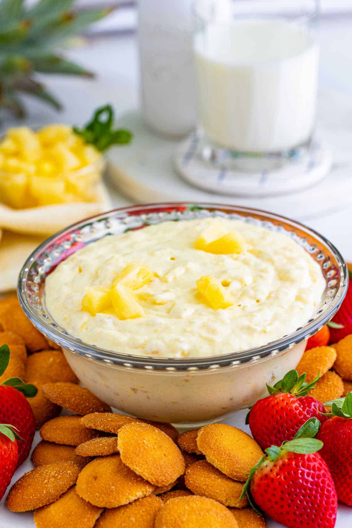 Pineapple dip in a bowl.