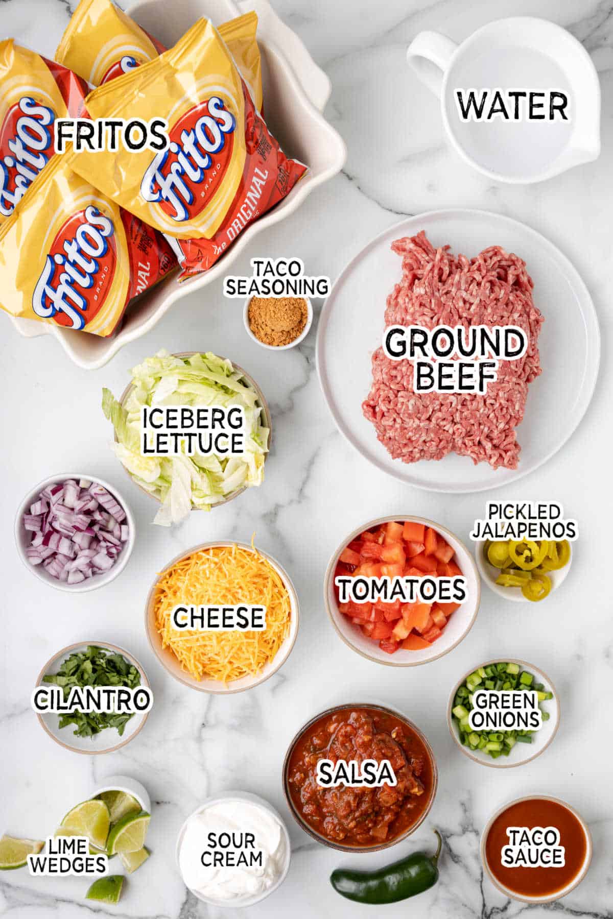 Ingredients to make walking tacos.