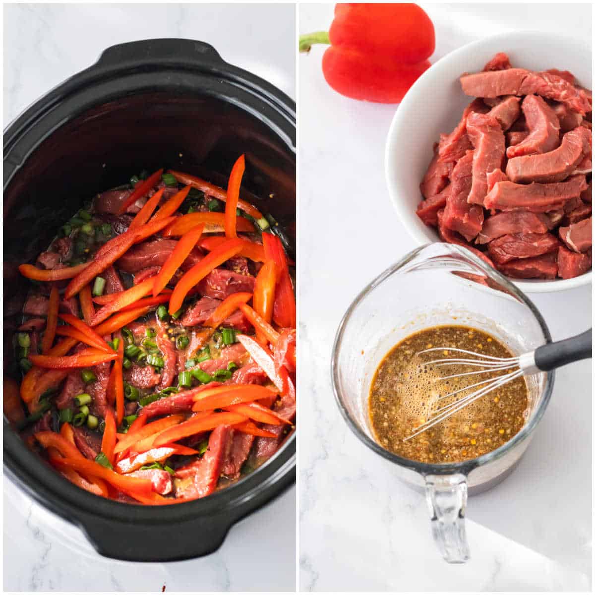 Steps to make slow cooker beef and broccoli ramen.