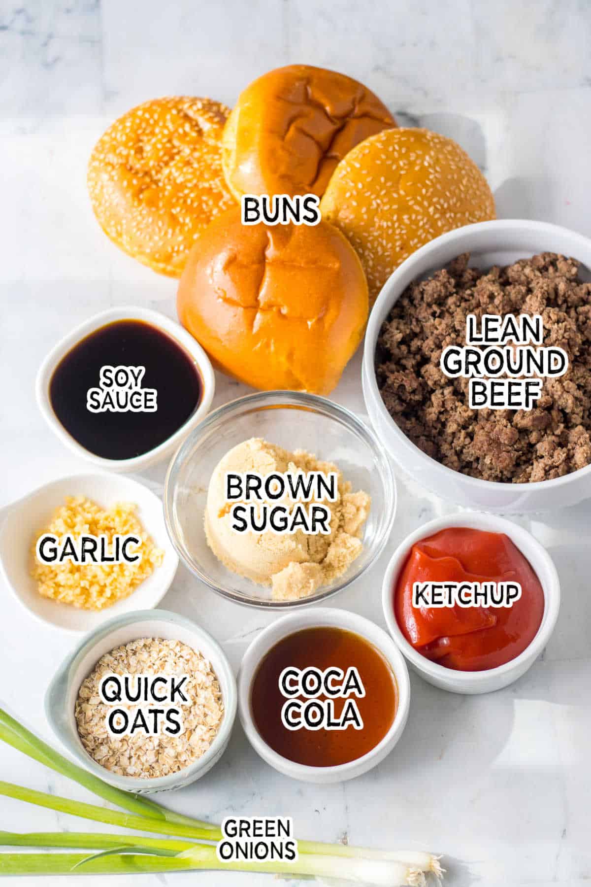 Ingredients to make slow cooker Korean sloppy joes.