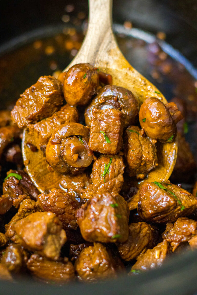 Easy Slow Cooker Mushroom Steak Bites Recipe Simply Stacie