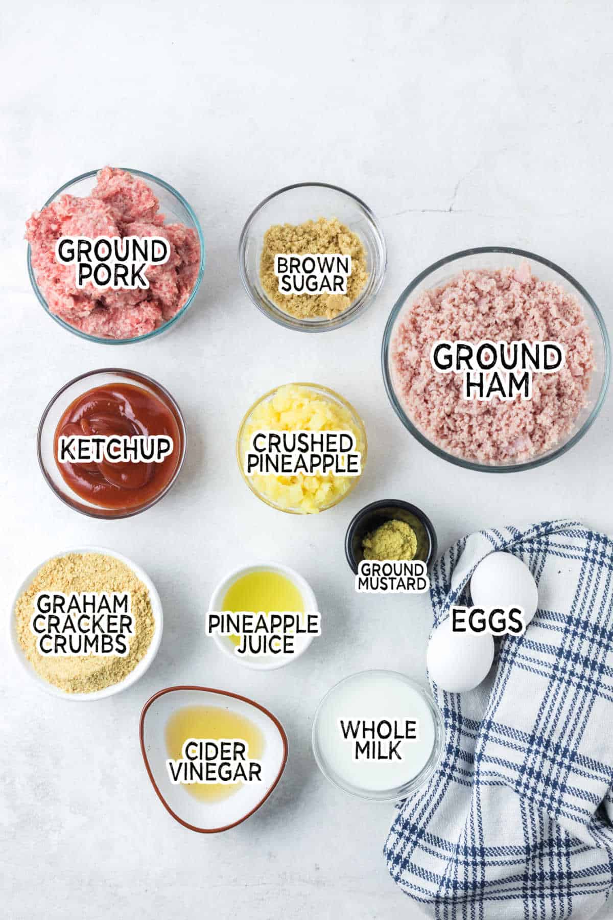 Ingredients to make crockpot pineapple ham balls.