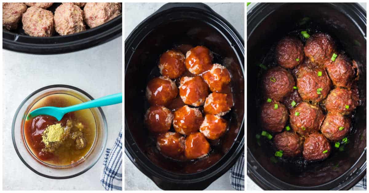 Steps to make crockpot pineapple ham balls.